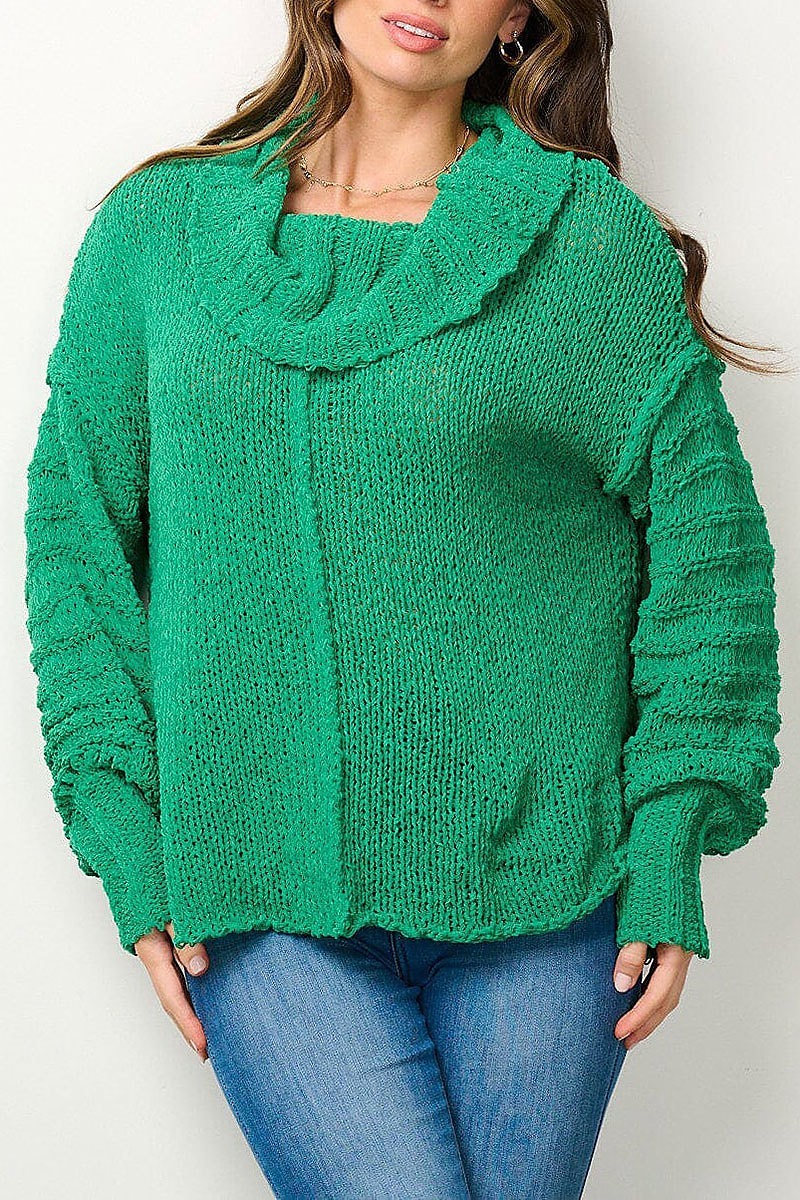 Long sleeve turtle neck knitted sweater (EFWT7005)