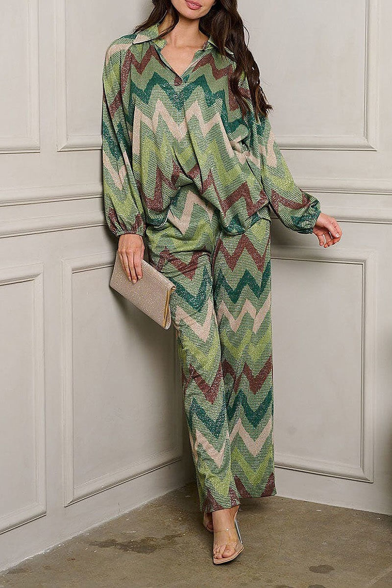 Long sleeve top and pants multi print set (EDWT9751)