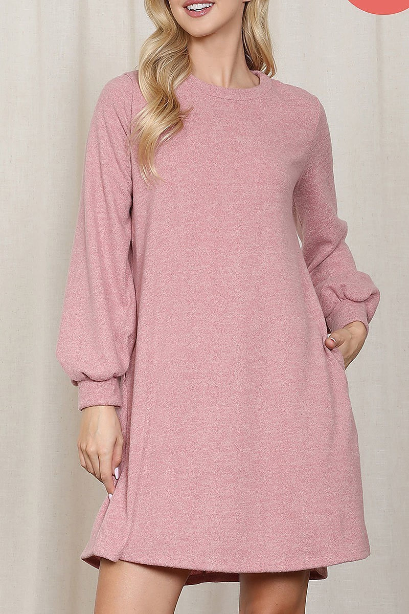 Long puff sleeve mir pd brush dress (DED8773)