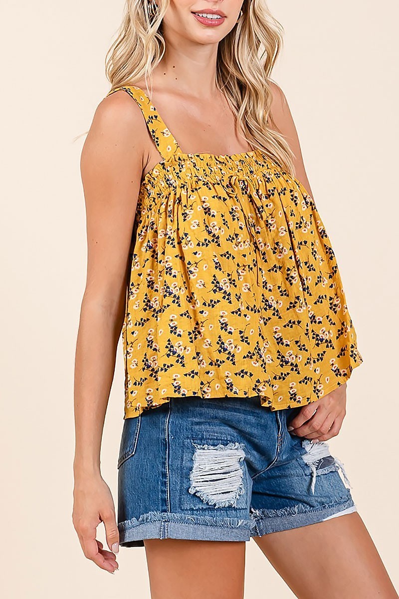 Printed textured cotton gauze cami top (EDH2336)