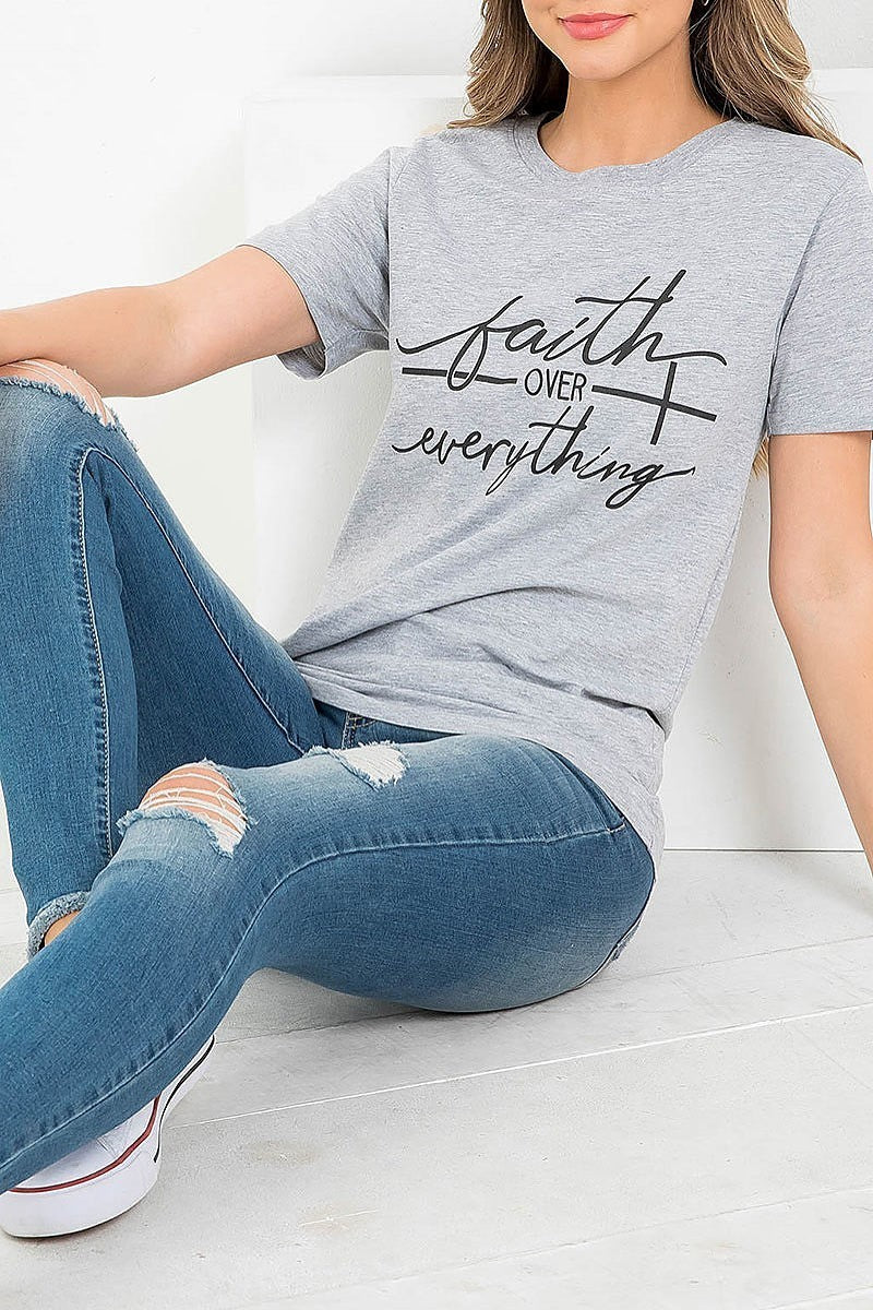 Faith over everything graphic tee top (EF3540)