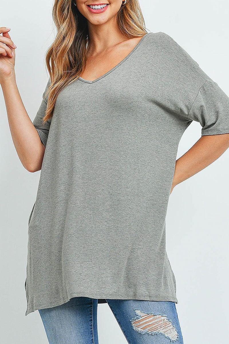 Low back v neck loose fit top (ED9929)