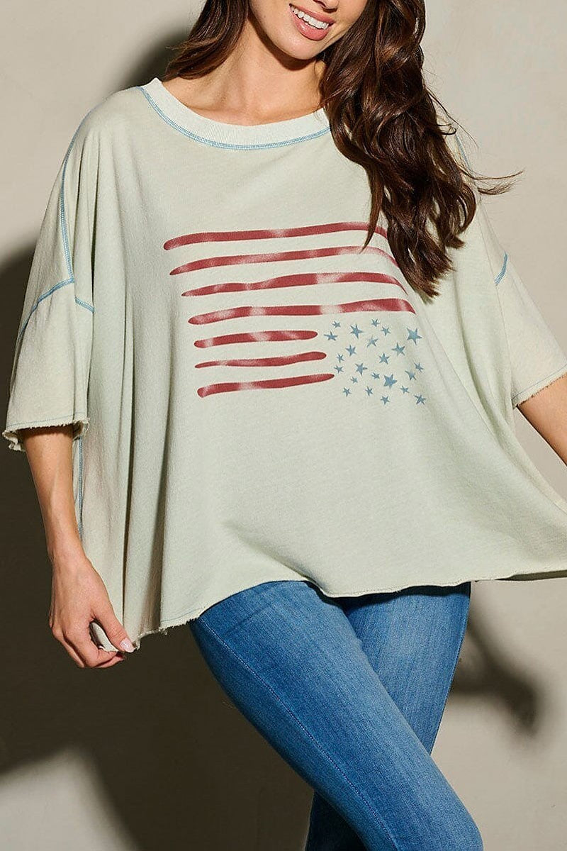 American flag patriotic tunic blouse top (EFWT9753)