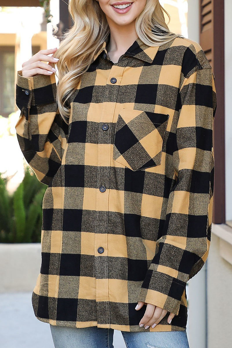 Plaid button detail shacket (DGS6335)