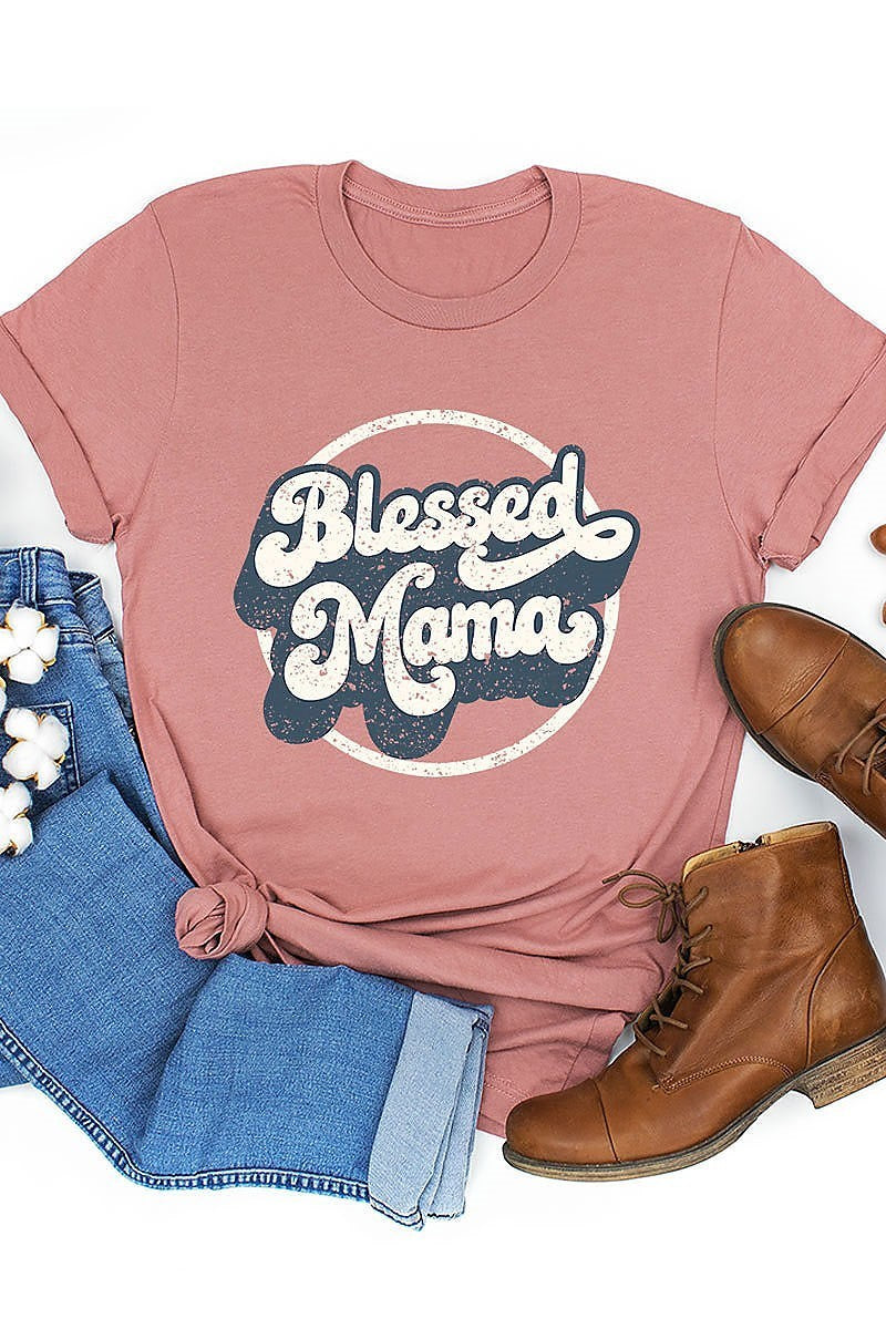 Blessed mama graphic top (EF3739)