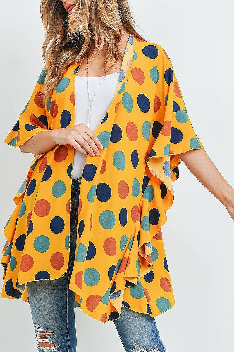 Polka dot ruffle kimono (ED9327)