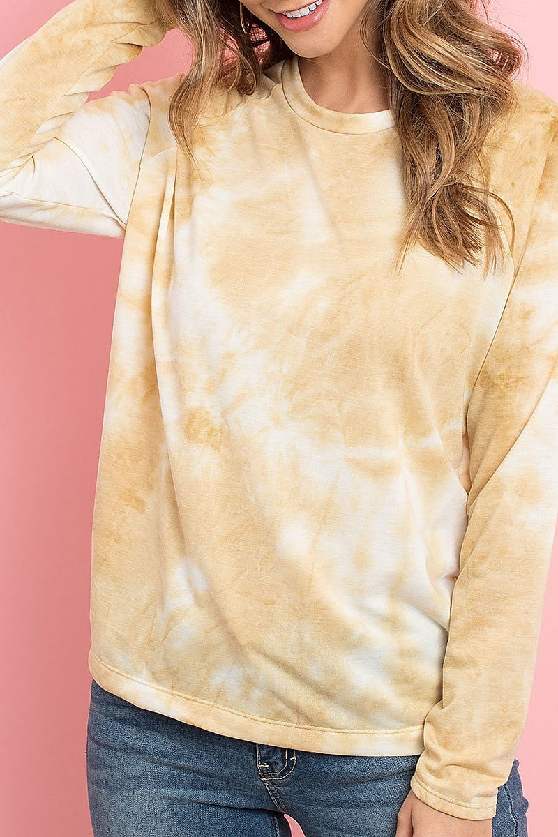 Tie dye round neck long sleeved top (ED8241)