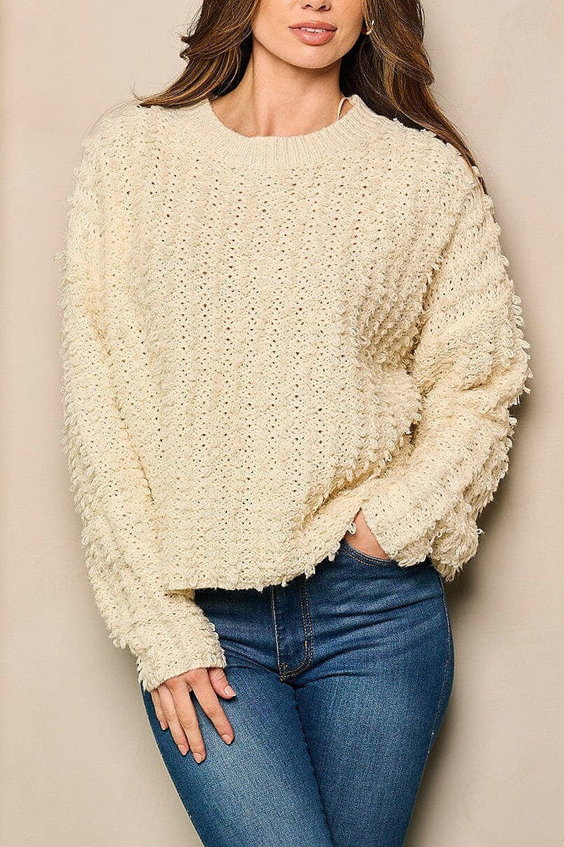 Long sleeve detailed pullover sweater (EFWT5011)