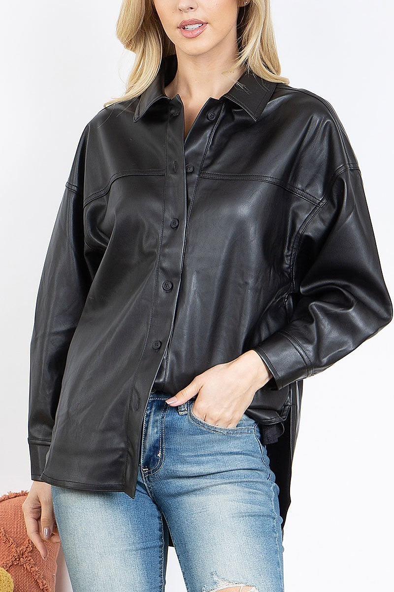 Button down leather jacket (DGS5810)