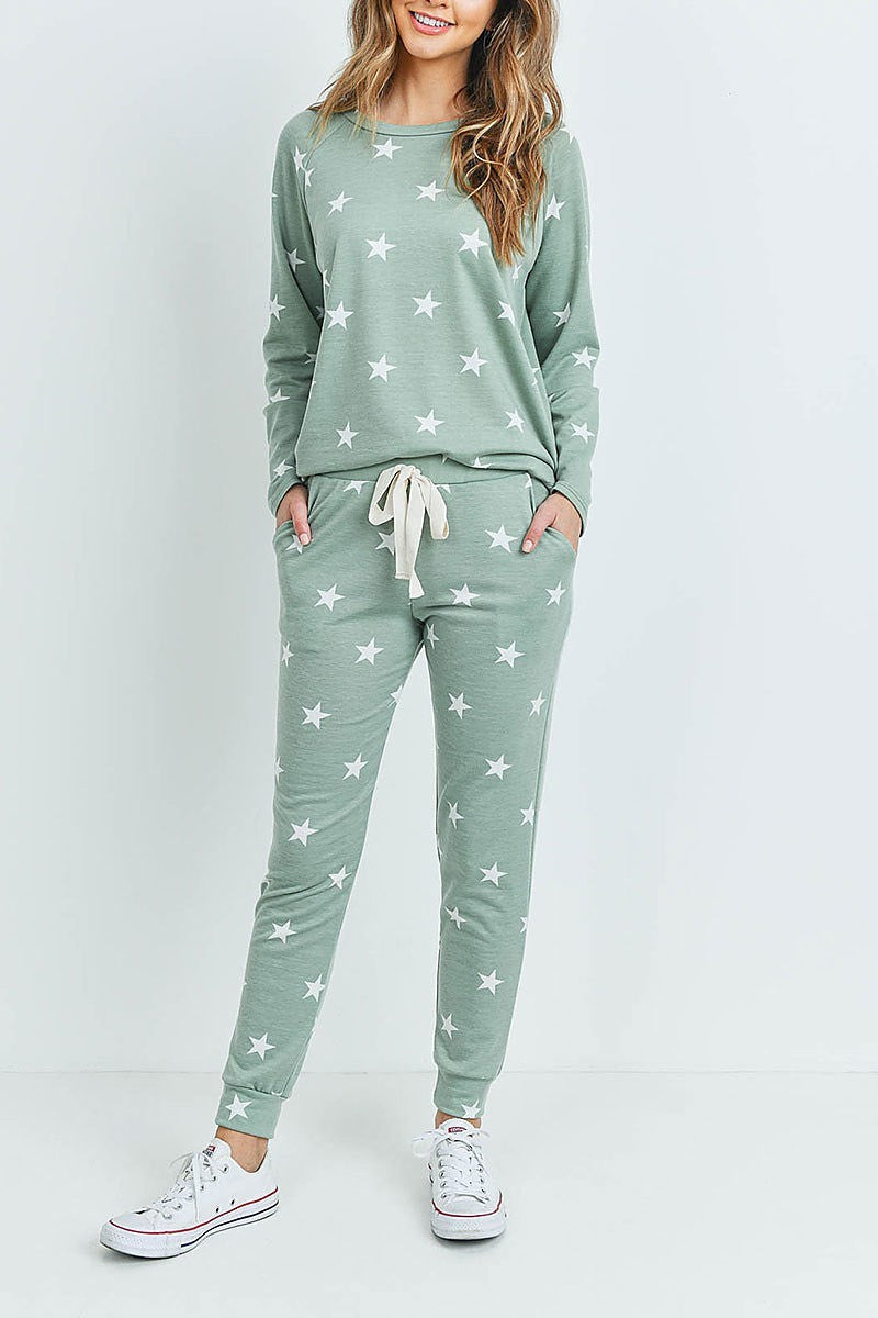 Star print top and pants set (ED8593-2)