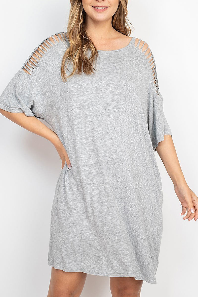 Cutout detail shoulder tunic dress (DED6835)