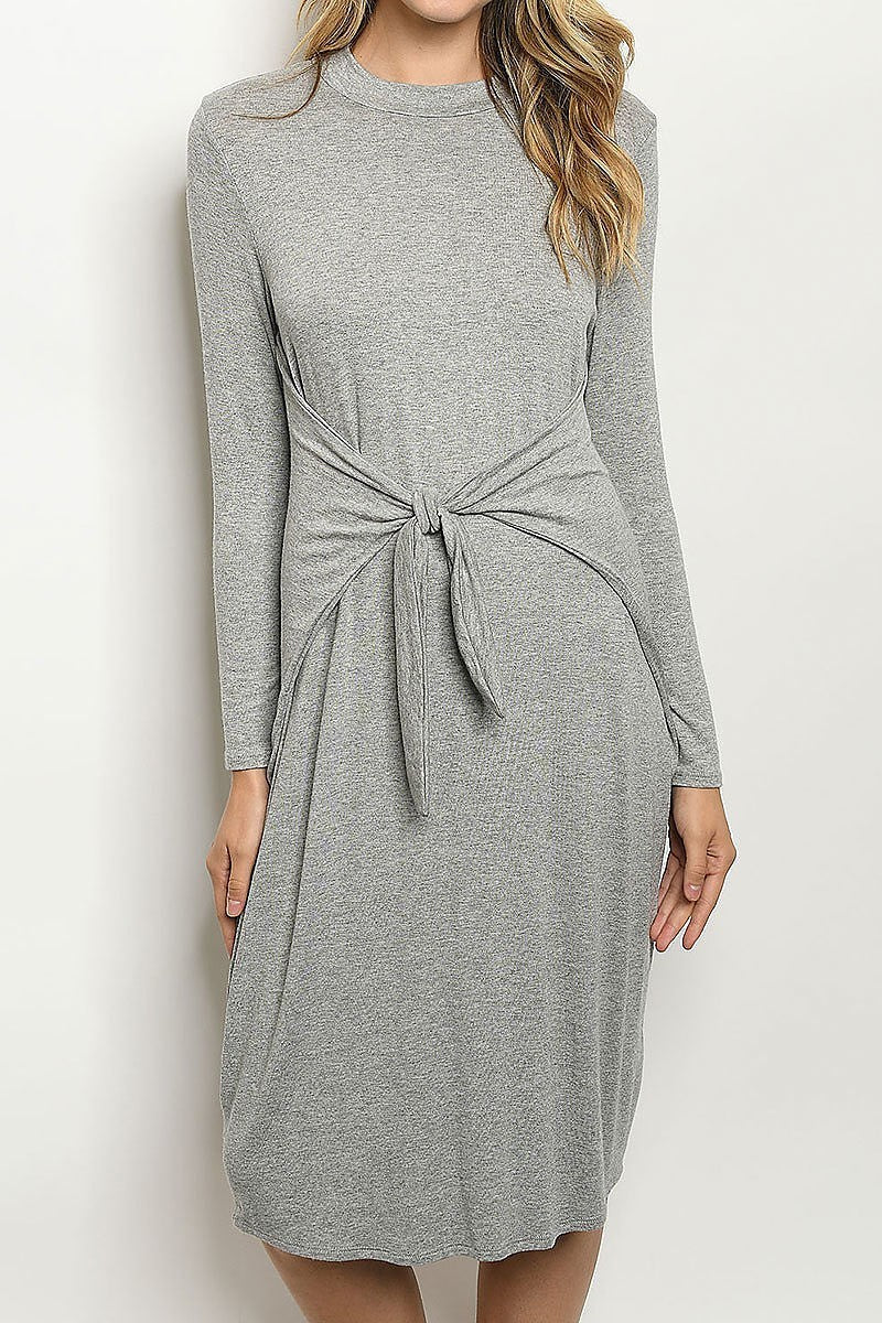 Crew neck waist tie relax fit dress (DED5448)