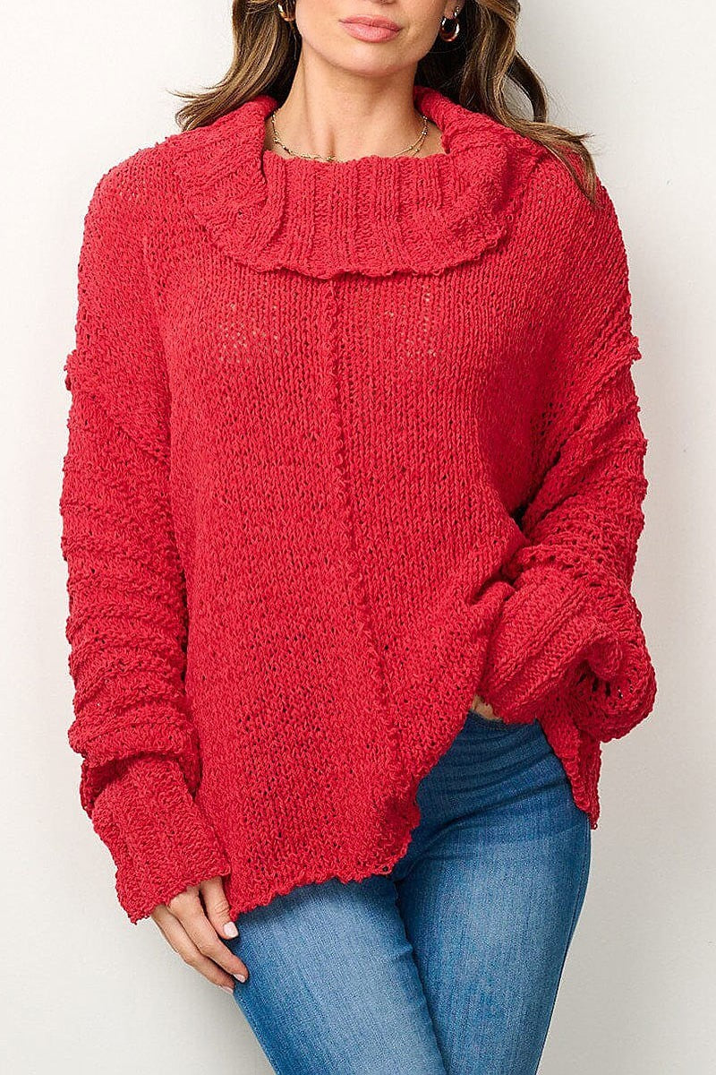 Long sleeve turtle neck knitted sweater (EFWT7005)