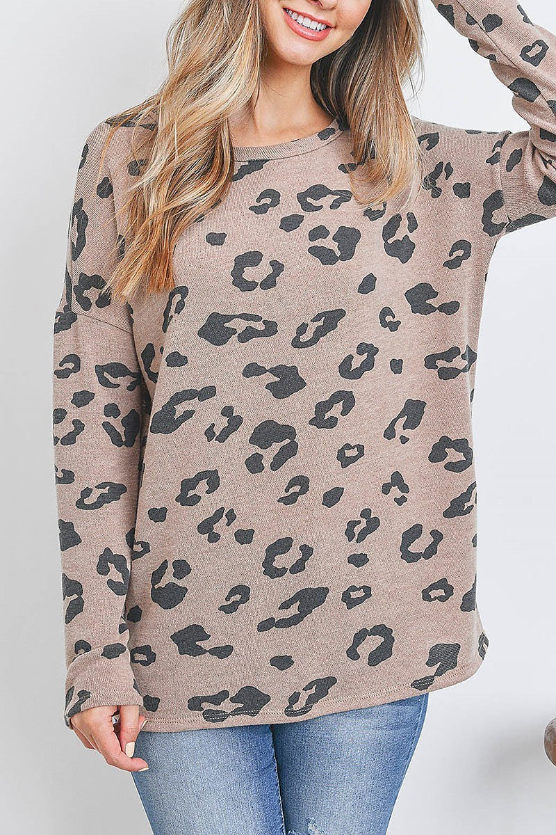 Leopard print long sleeve top (EF2738)