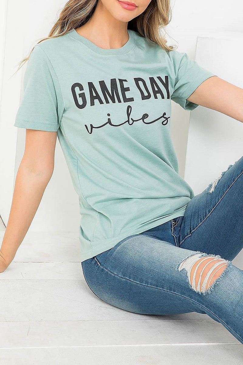 Game day vibes graphic tee top (EF3537)