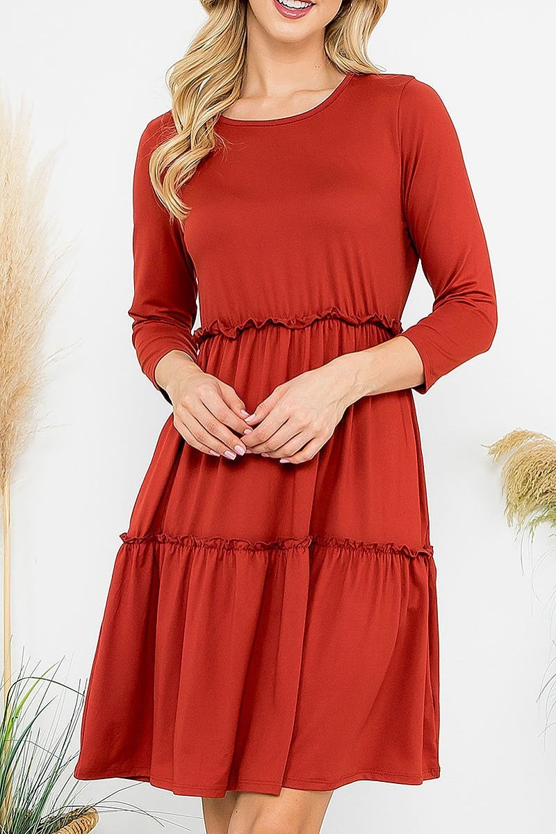 Long sleeve merrow detail dress (DED8859)