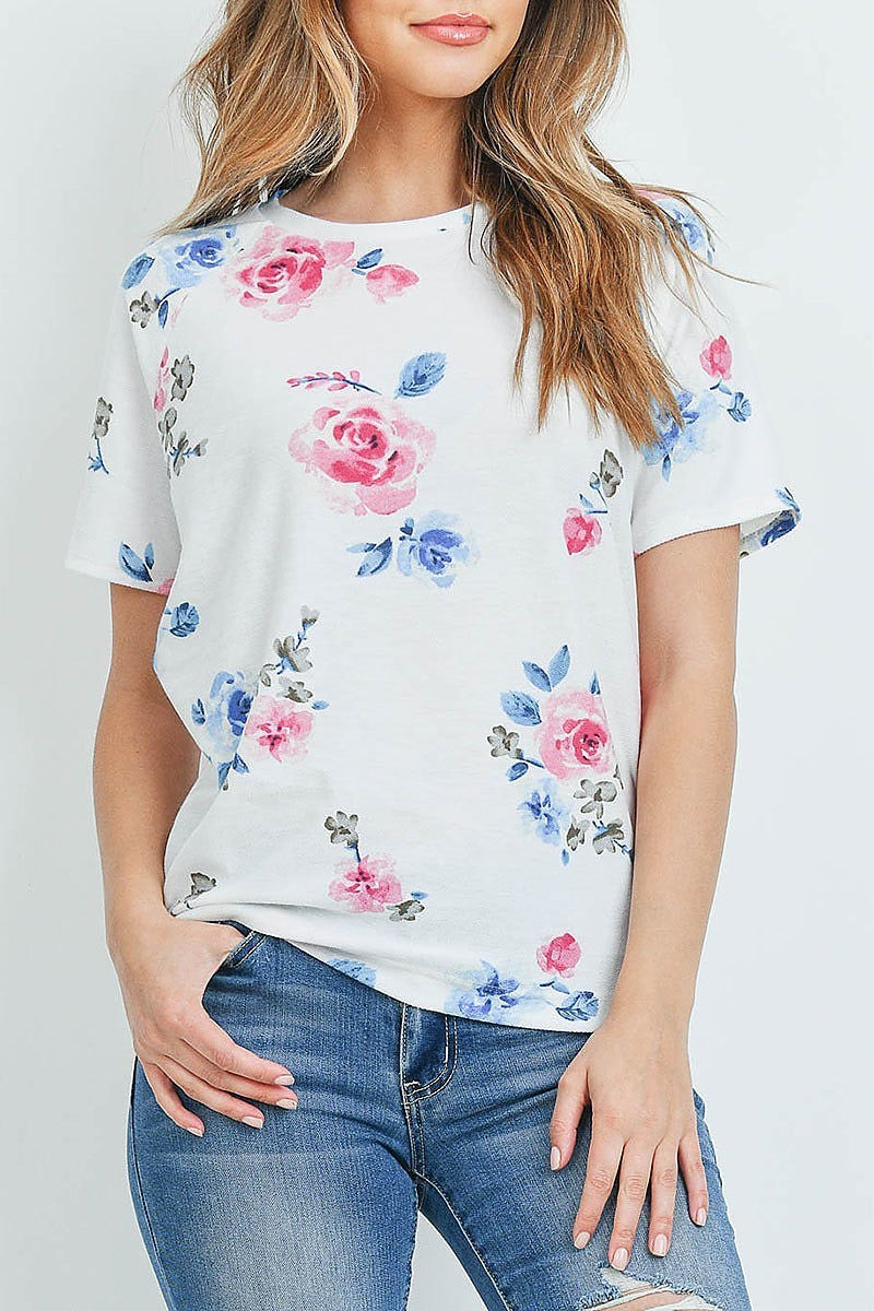 Short sleeves floral print top (ED9314)