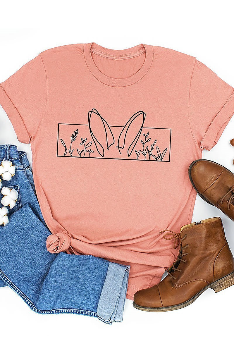 Bunny ears flowers graphic top (EF3736)