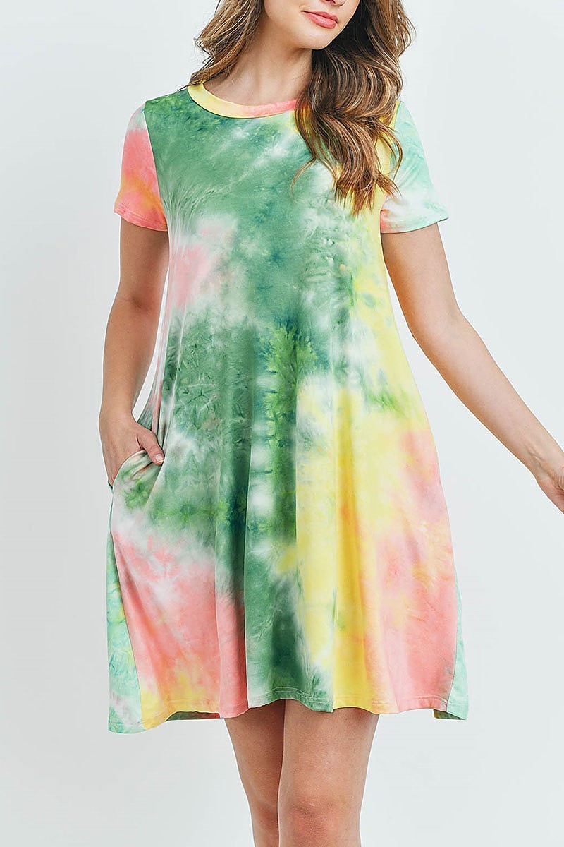 Tie dye pocket swing dress (DED6415)