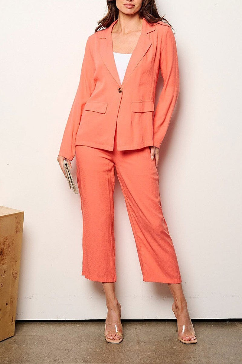 Long sleeve blazer & elastic waist pants 2pc. set (EFWT9647)