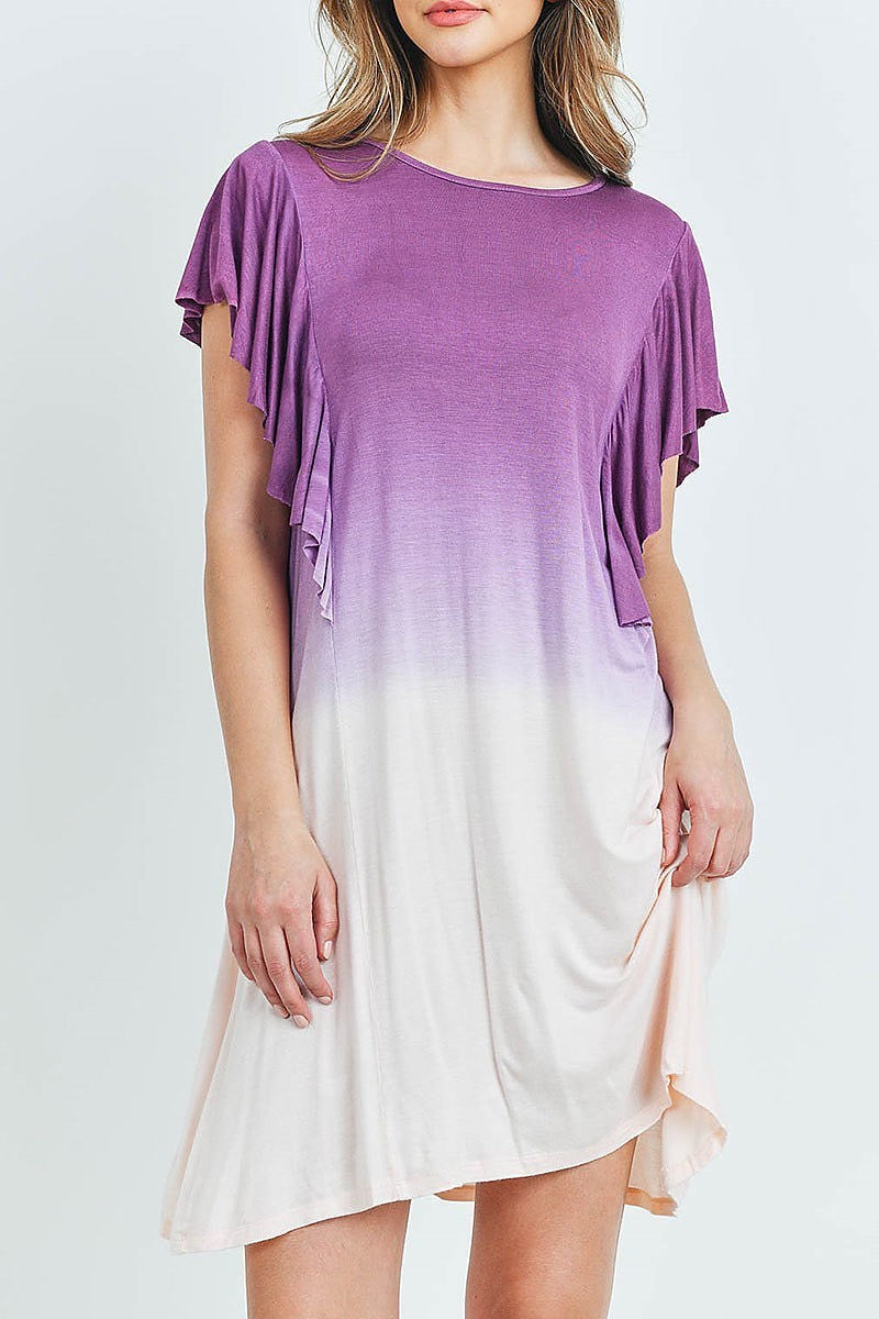 Ruffle detail tie dye tunic dress (DED5815-1)