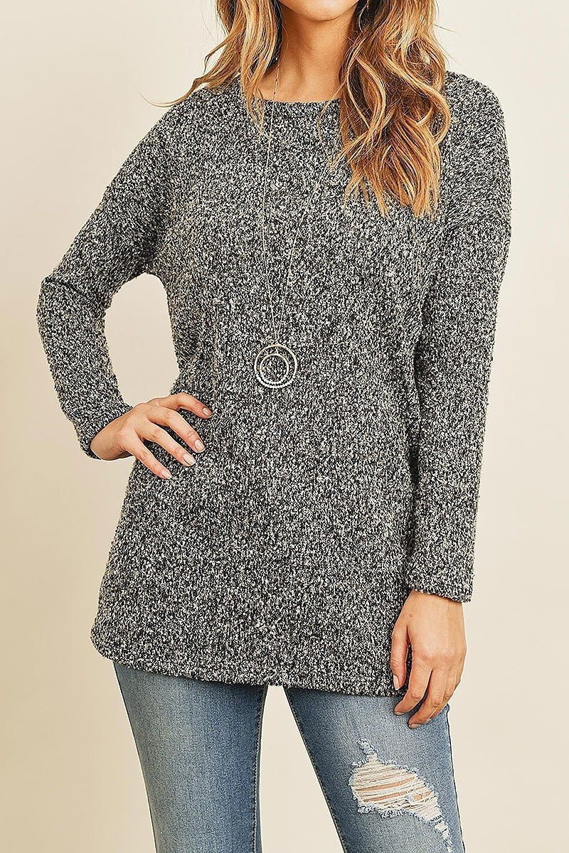 Long sleeved two toned hacci tunic (ED8147)