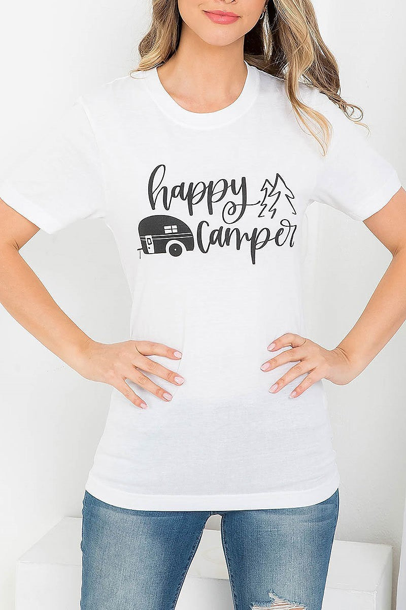 Happy camper graphic tee top (EF3536)