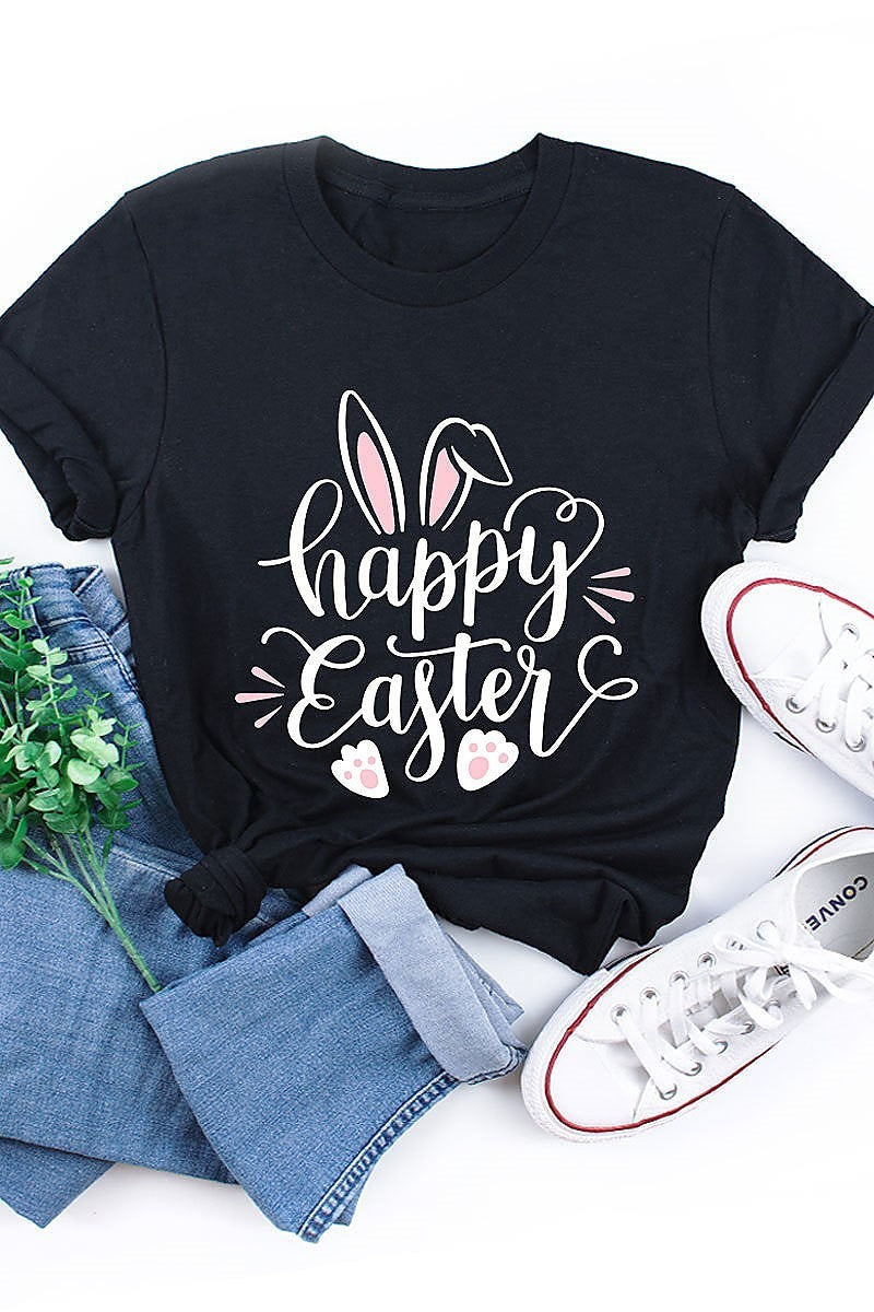 Happy easter bunny graphic top (EF3738)