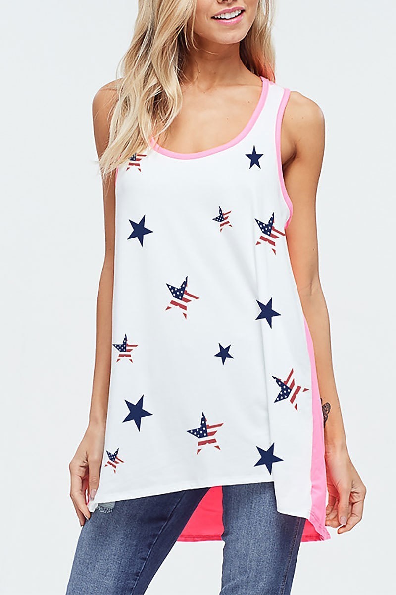 Star all over neon tank top (EF4442)