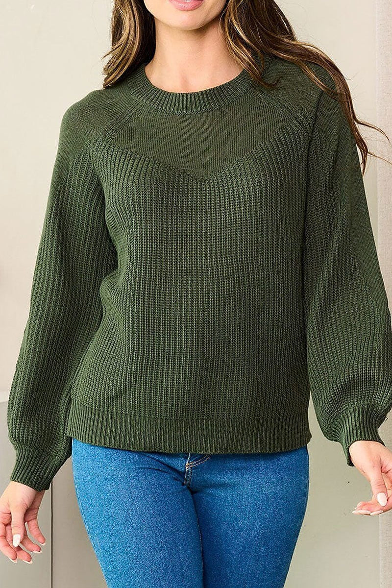 Long ballon sleeve knit sweater (EFWT3656)