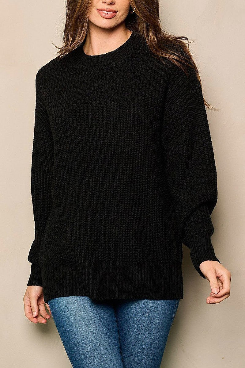 Long sleeve knit pullover sweater (EFWT5052)