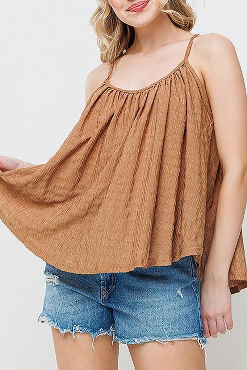 Shirred pleated cami top (EDSW4480)