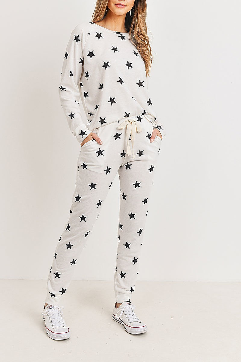 Star print top and pants set (ED8593)