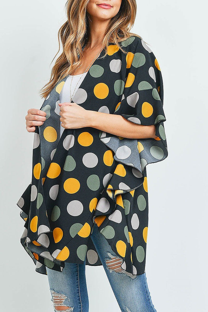 Polka dot ruffle kimono (ED9327)