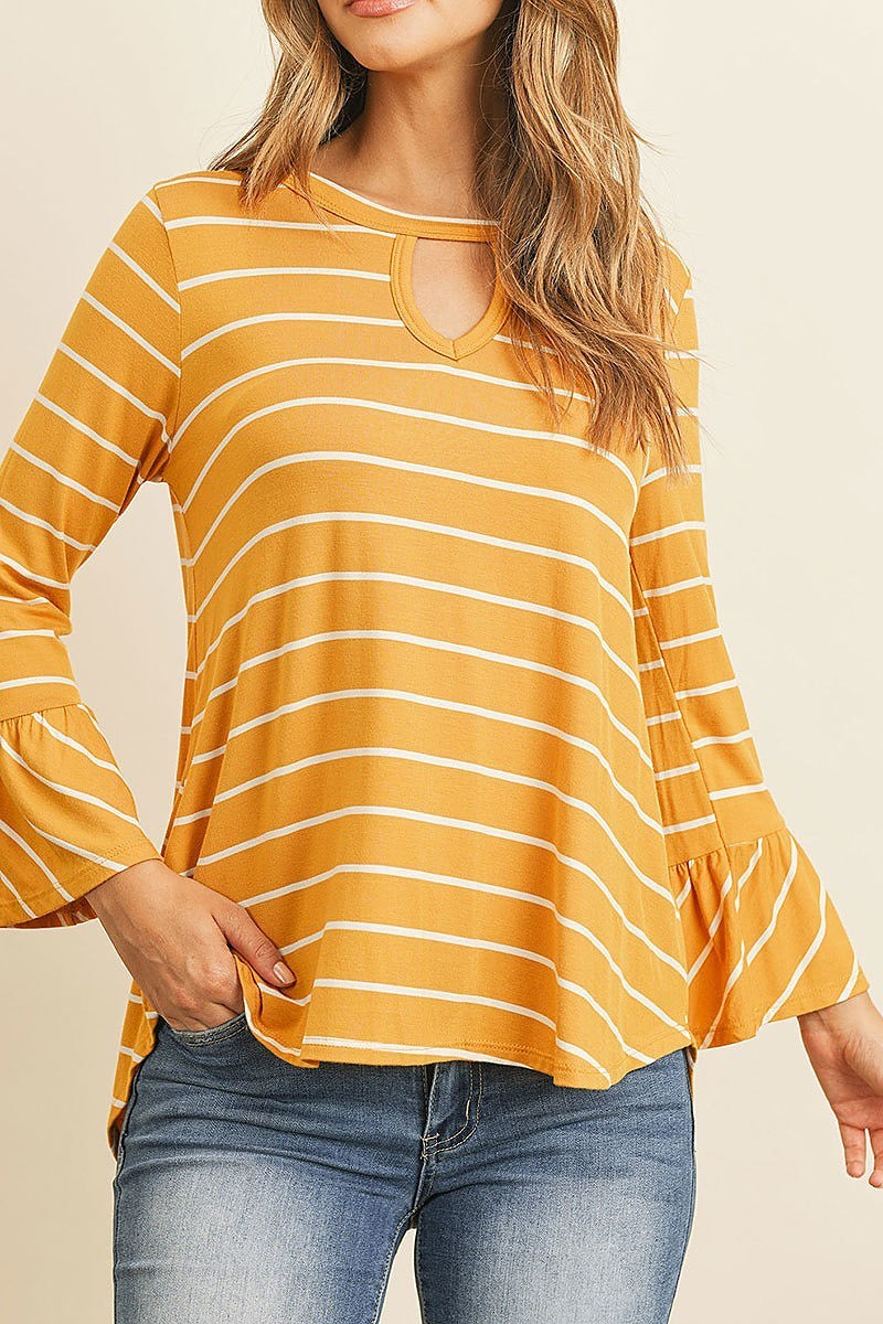 Bell sleeved keyhole neck detail top (ED8166)