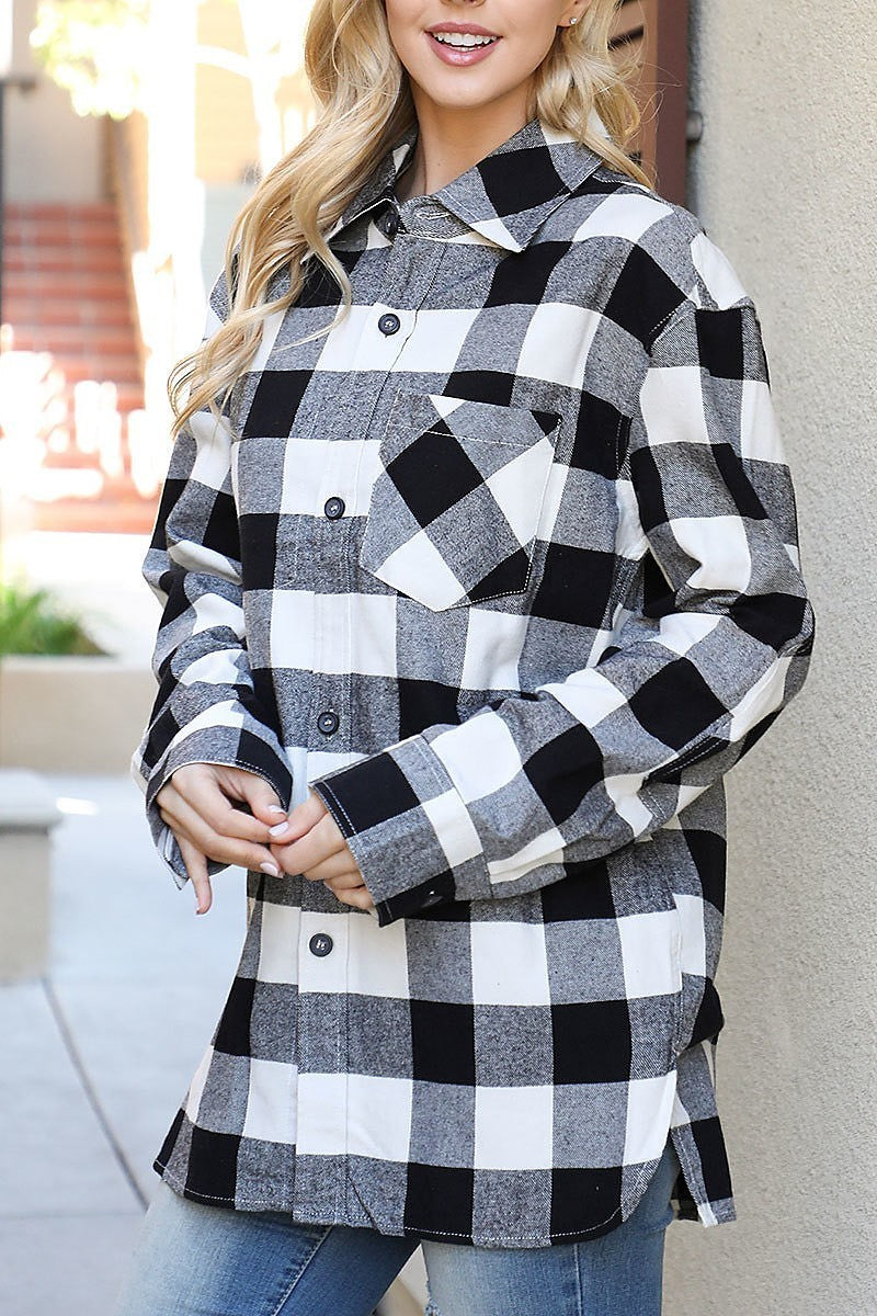 Plaid button detail shacket (DGS6335)