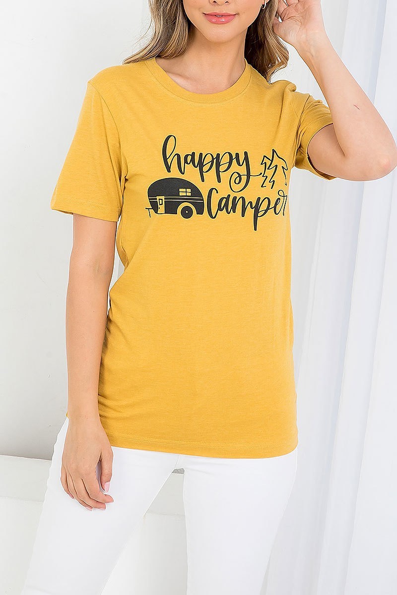 Happy camper graphic tee top (EF3536)