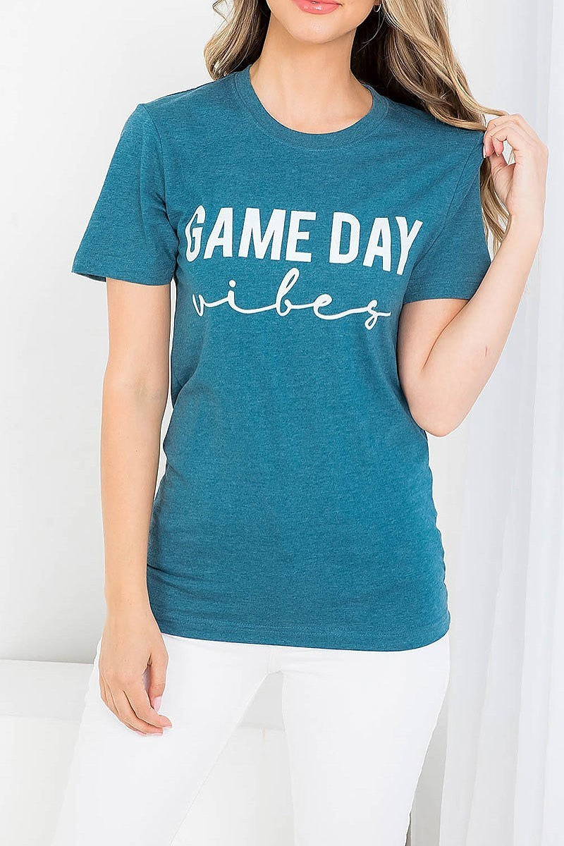 Game day vibes graphic tee top (EF3537)