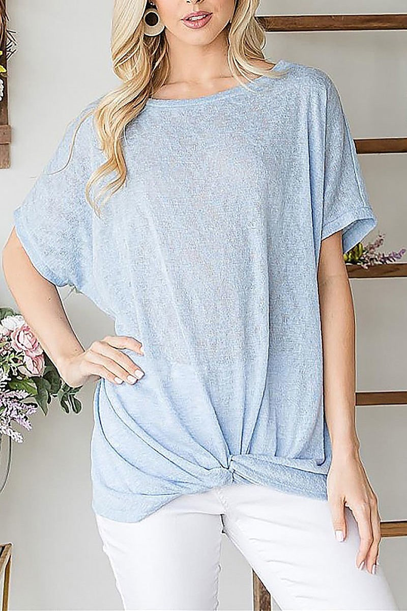 Lightweight front knot shortsleeve top (EF6111)