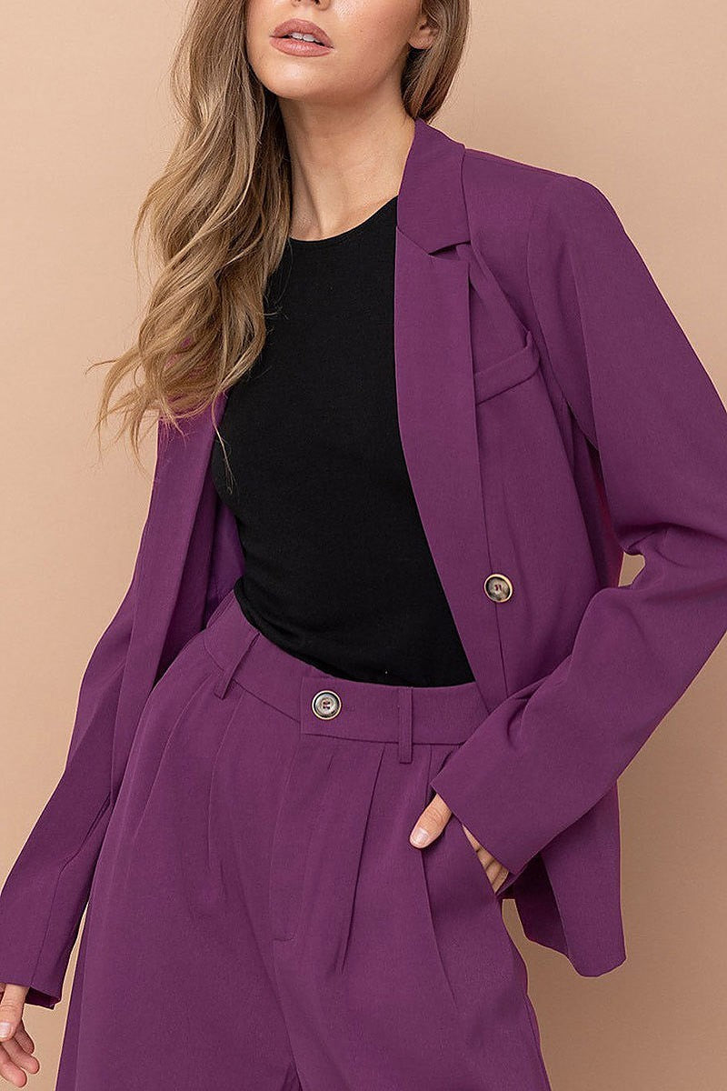 Long sleeve button closure blazer (EFWT4633)