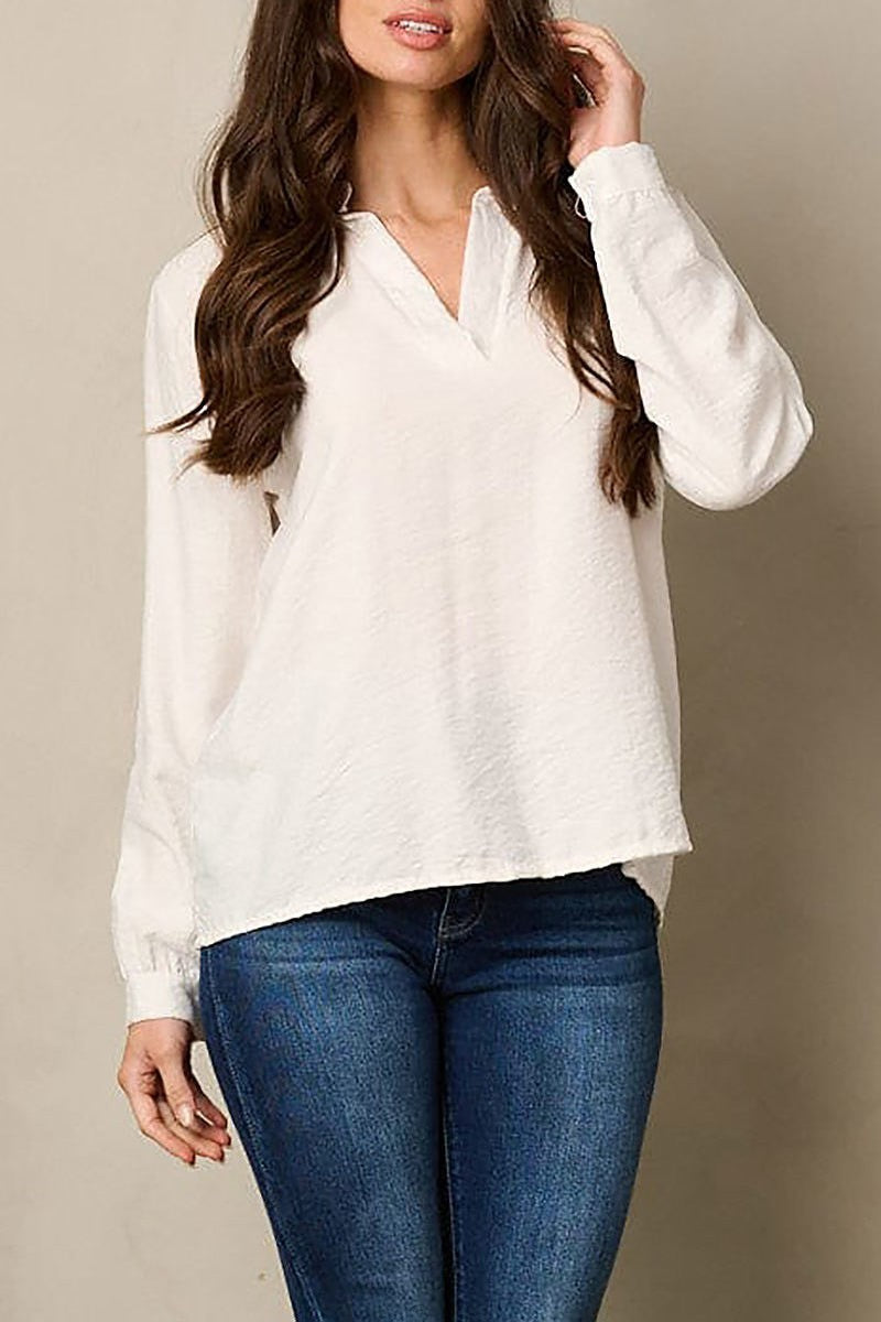 Long sleeve v-neck loose fit top (EFWT1800)