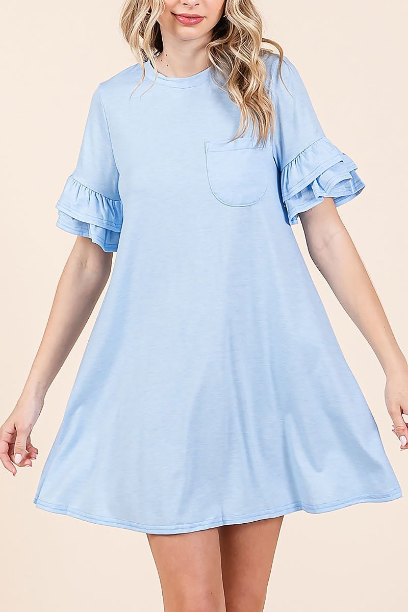 French terry pocket t-shirt dress (EDH2164)