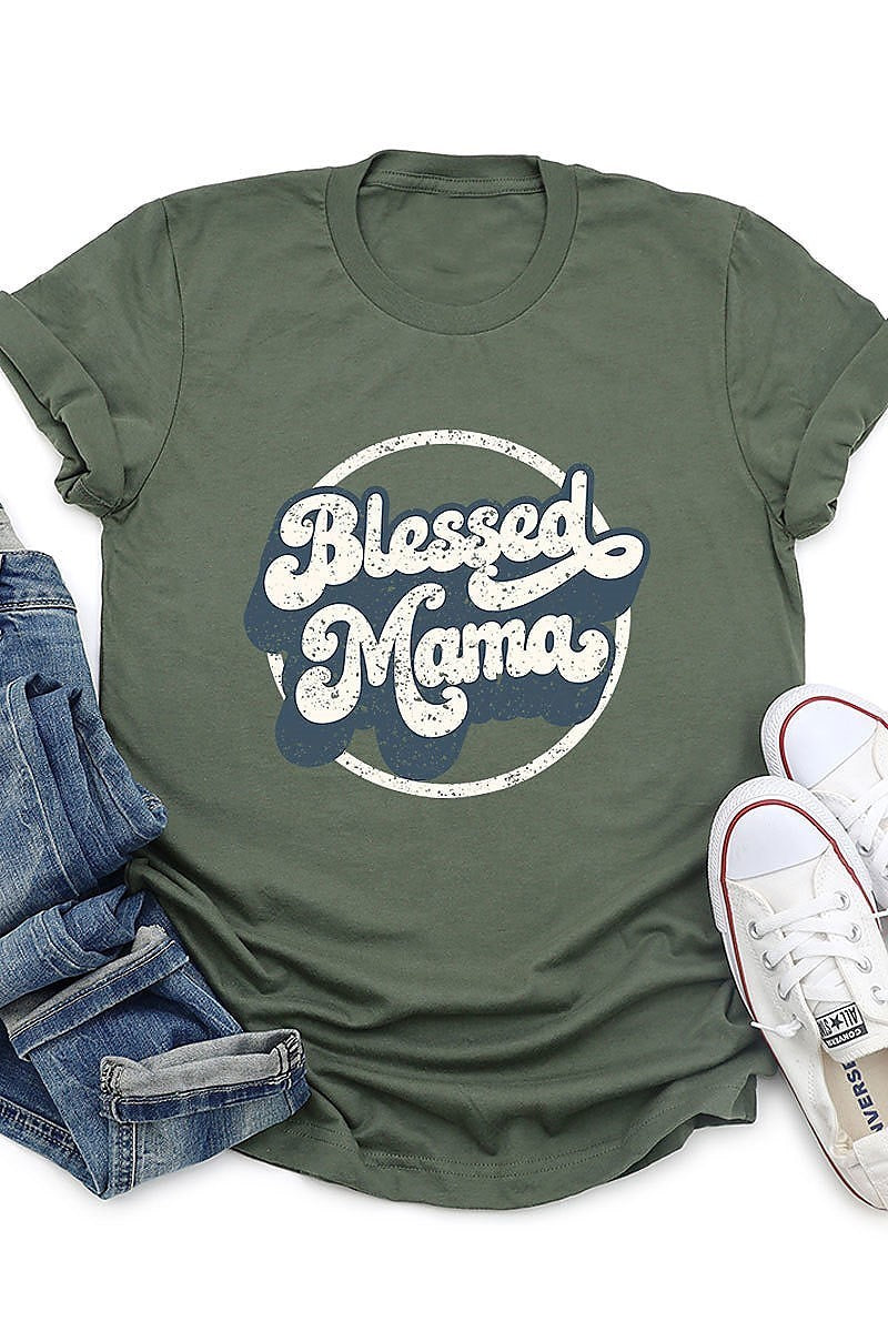 Blessed mama graphic top (EF3739)