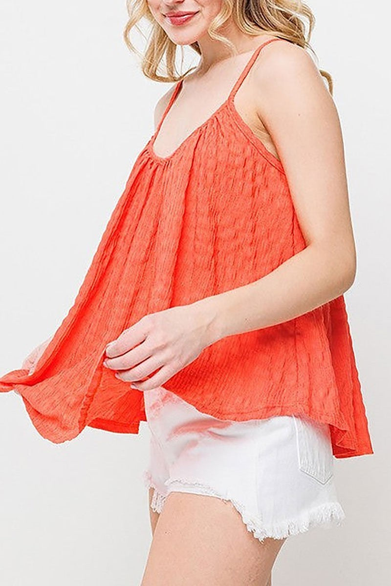 Shirred pleated cami top (EDSW4480)