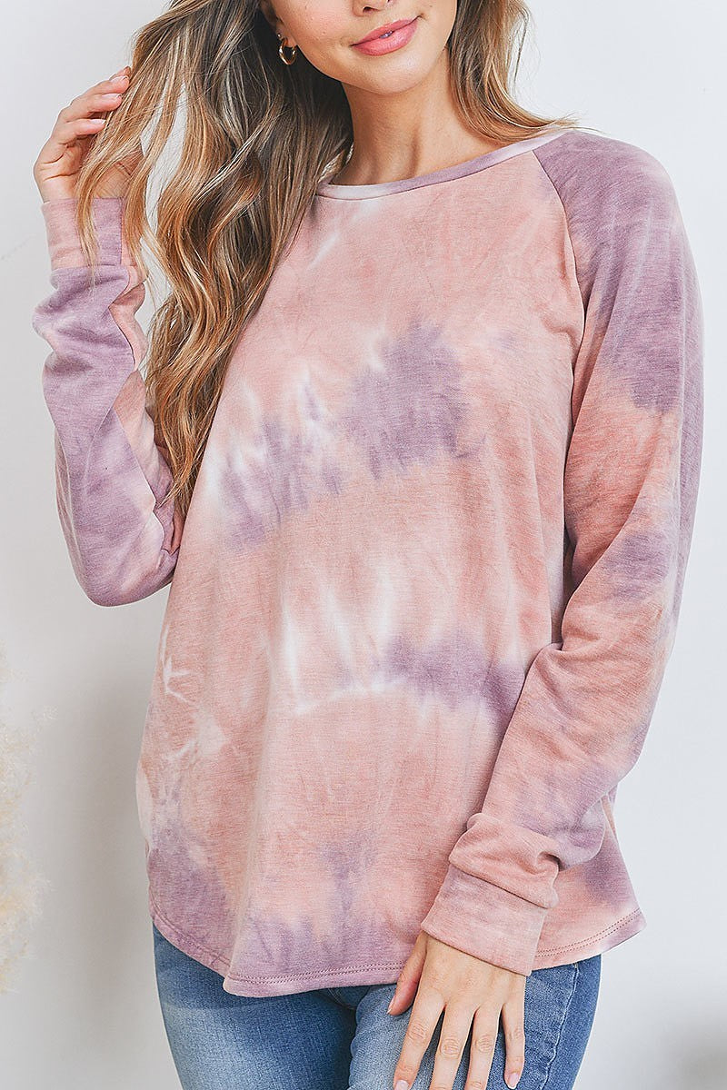 Tie dye long sleeve pullover top (EF2656)