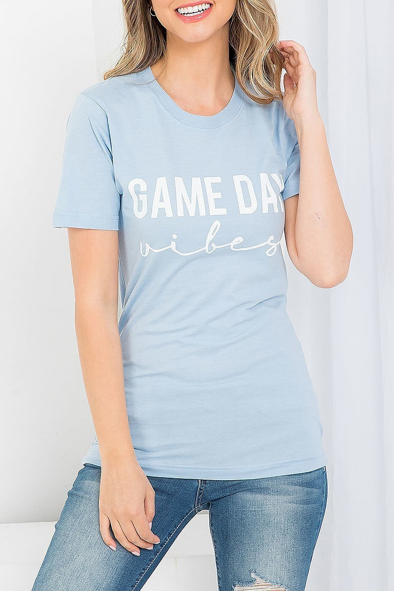 Game day vibes graphic tee top (EF3537)