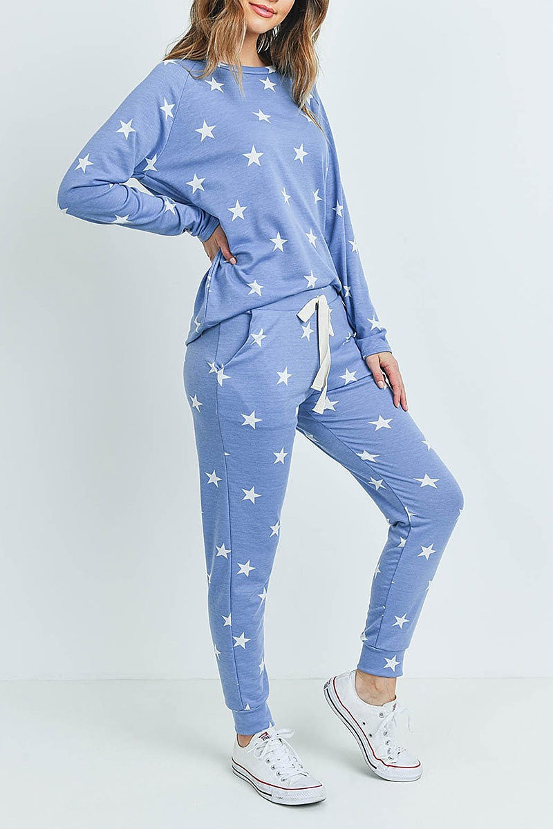 Star print top and pants set (ED8593)