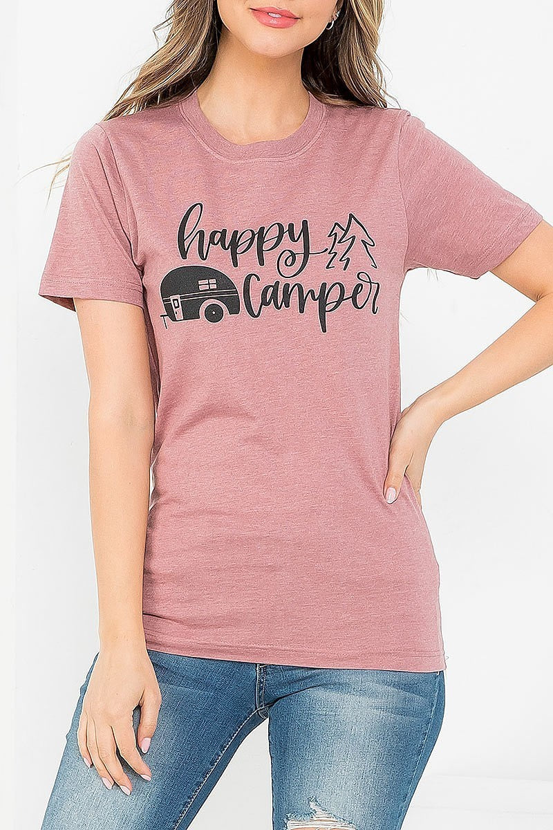 Happy camper graphic tee top (EF3536)