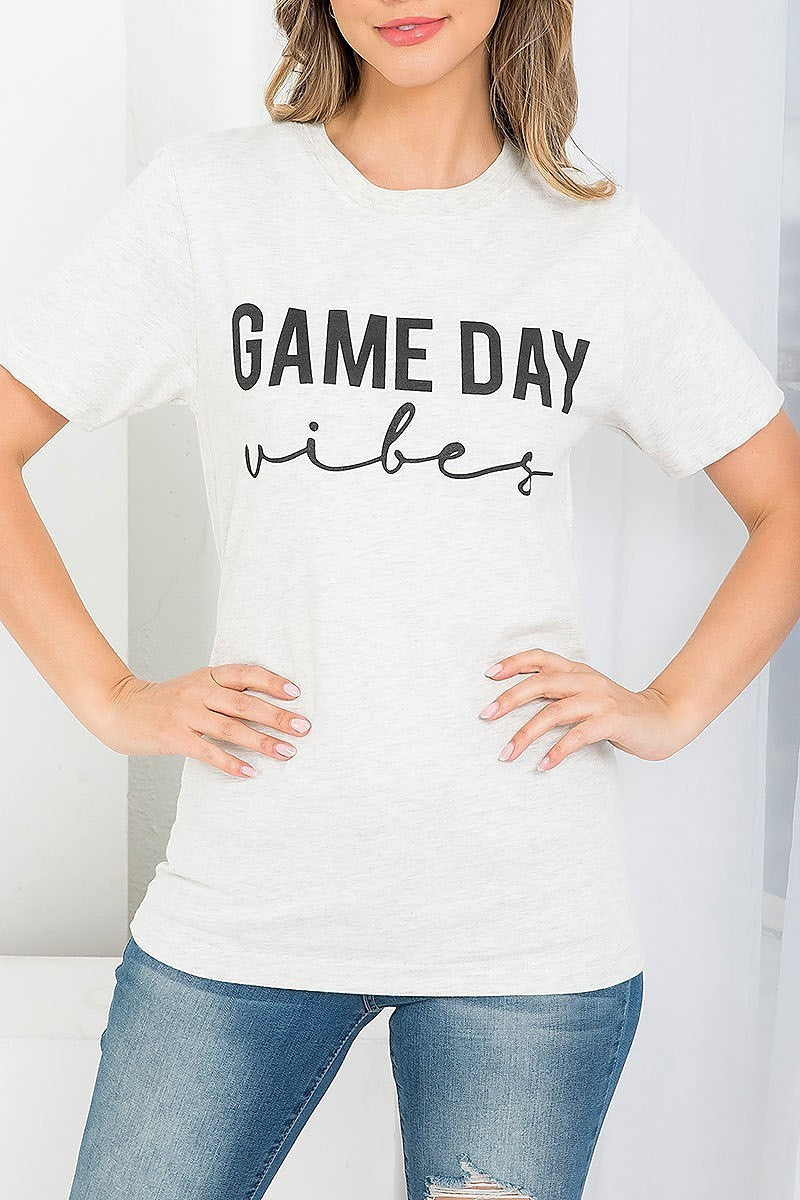 Game day vibes graphic tee top (EF3537)