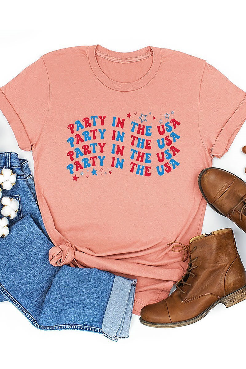 Party in the usa graphic top (EF3873)